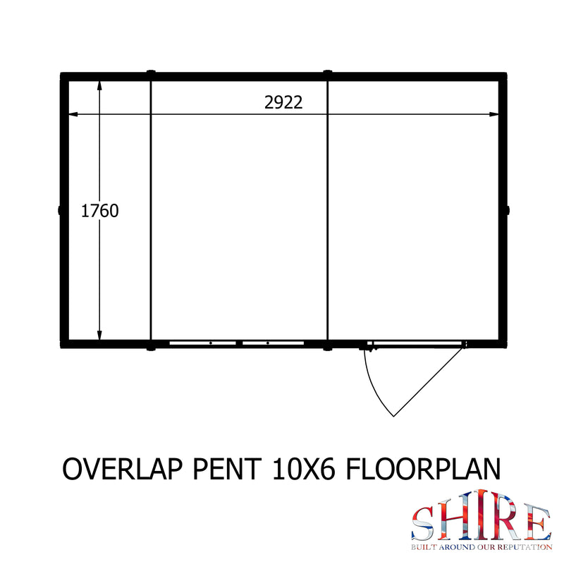 Overlap 10'x6' Single Door Pent