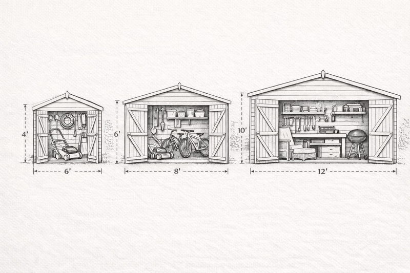 Shed Sizing Choosing the Right Shed Size: Storage, Use & Garden Space Guide ...