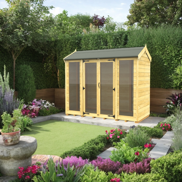Sheds DIY - Full Height Window Apex Summerhouse - 4ft Deep - Various Size Variations Available