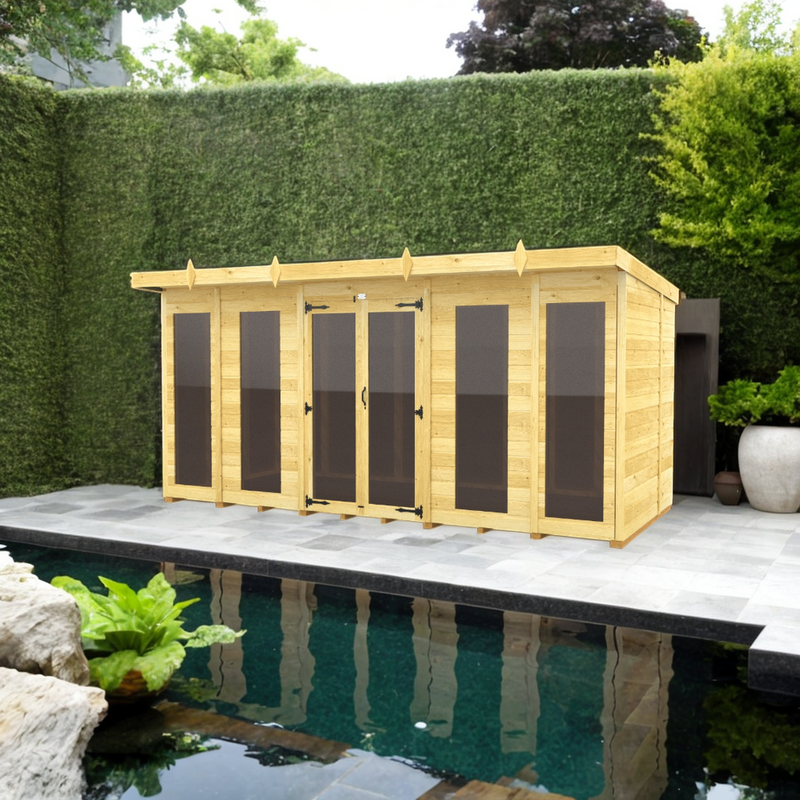Sheds DIY - Full Height Window Pent Summerhouse - 5ft Deep - Various Size Variations Available
