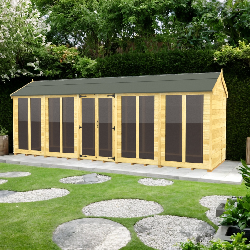 Sheds DIY - Full Height Window Apex Summerhouse - 5ft Deep - Various Size Variations Available