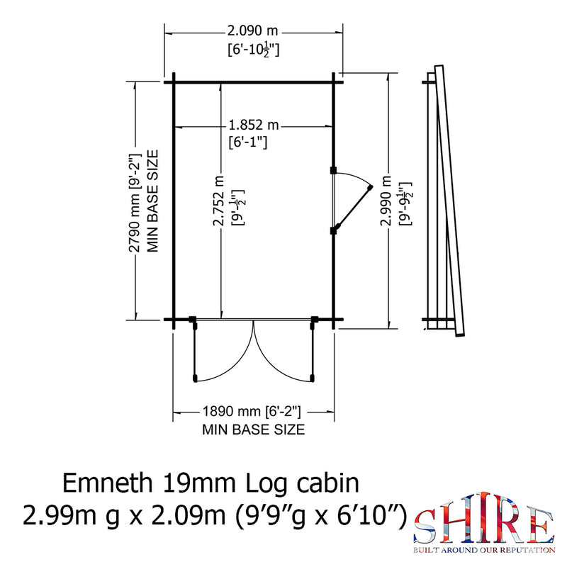 Emneth Log Cabin in 19mm Logs - 3 Sizes Available
