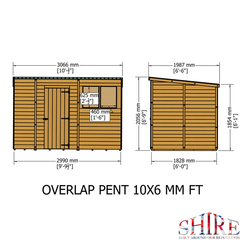 Overlap 10'x6' Single Door Pent