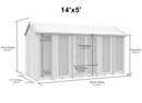 Sheds DIY - Full Height Window Apex Summerhouse - 5ft Deep - Various Size Variations Available