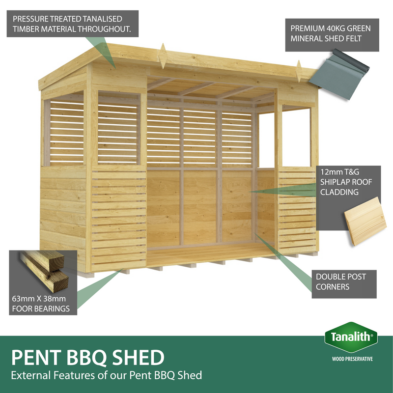 Sheds DIY - BBQ/Kitchen Shelter - Various Sizes Available