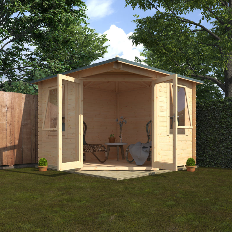 Woodlands Bradwell Corner Log Cabin 10'x10G in 28mm Logs