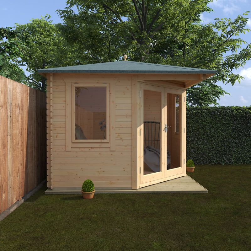 Woodlands Bradwell Corner Log Cabin 10'x10G in 28mm Logs