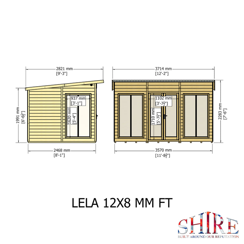 Lela Pent Summerhouse 12'x8' in T&G