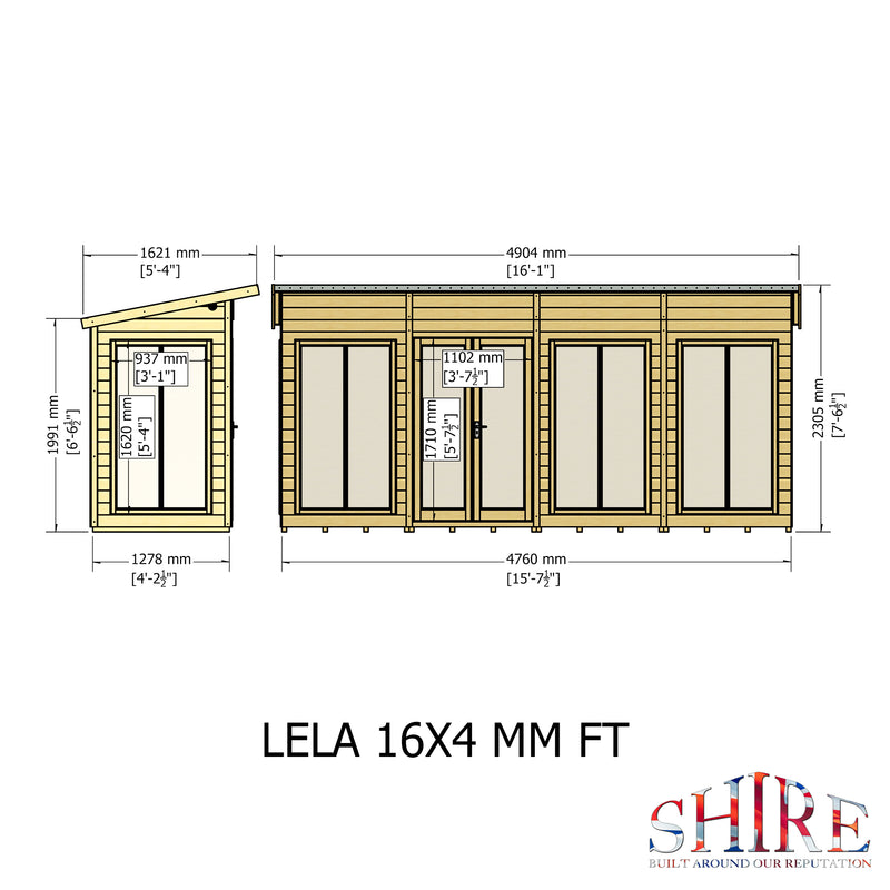 Lela Pent Summerhouse 16'x4' in T&G