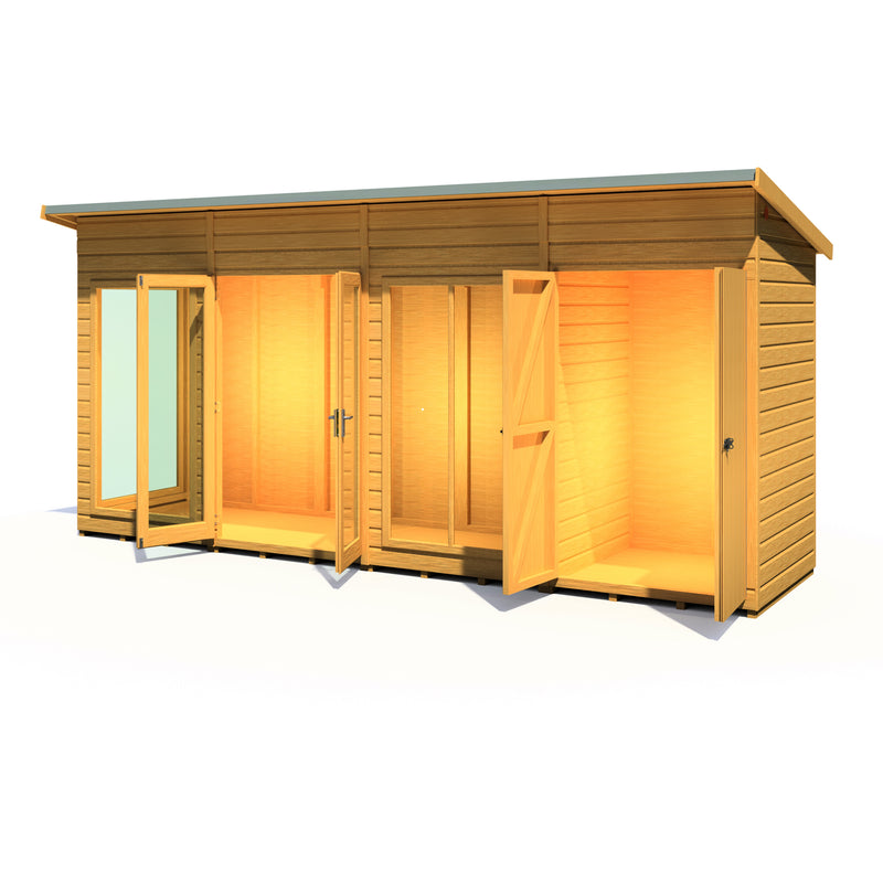 Lela Pent Summerhouse 16'x4' in T&G - Including 4ft Storage