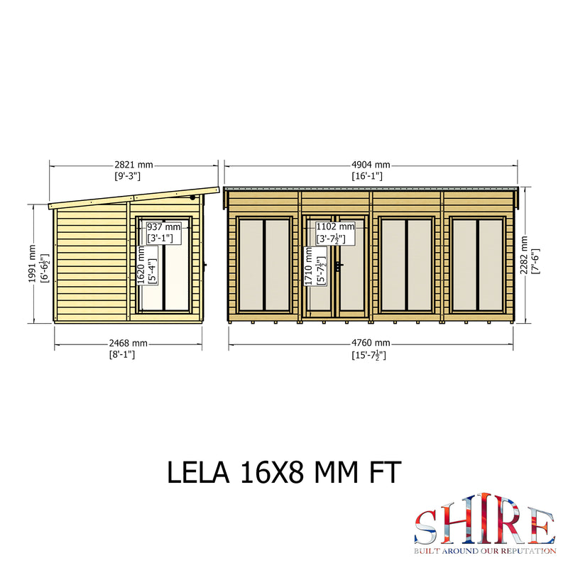 Lela Pent Summerhouse 16'x8' in T&G