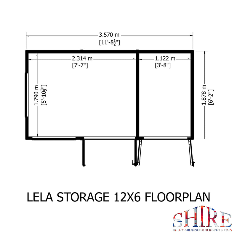 Lela Pent Summerhouse 12'x6' in T&G - Including 4ft Storage