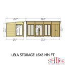 Lela Pent Summerhouse 16'x8' in T&G - Including 4ft Storage