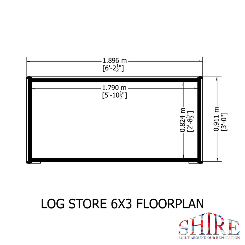 Large Heavy Duty Log Store 6'x3'