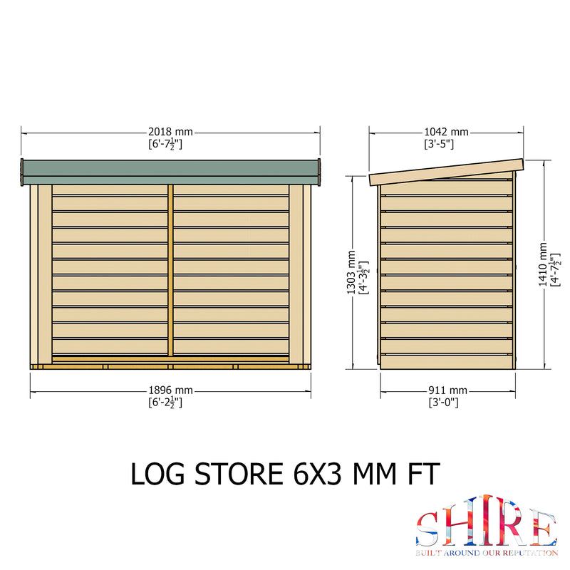 Large Heavy Duty Log Store 6'x3'