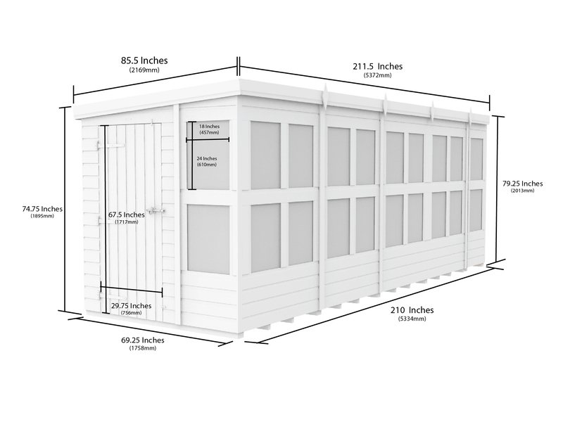 Sheds DIY - 18'x6' Pent Potting Shed