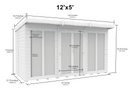 Sheds DIY - Full Height Window Pent Summerhouse - 5ft Deep - Various Size Variations Available