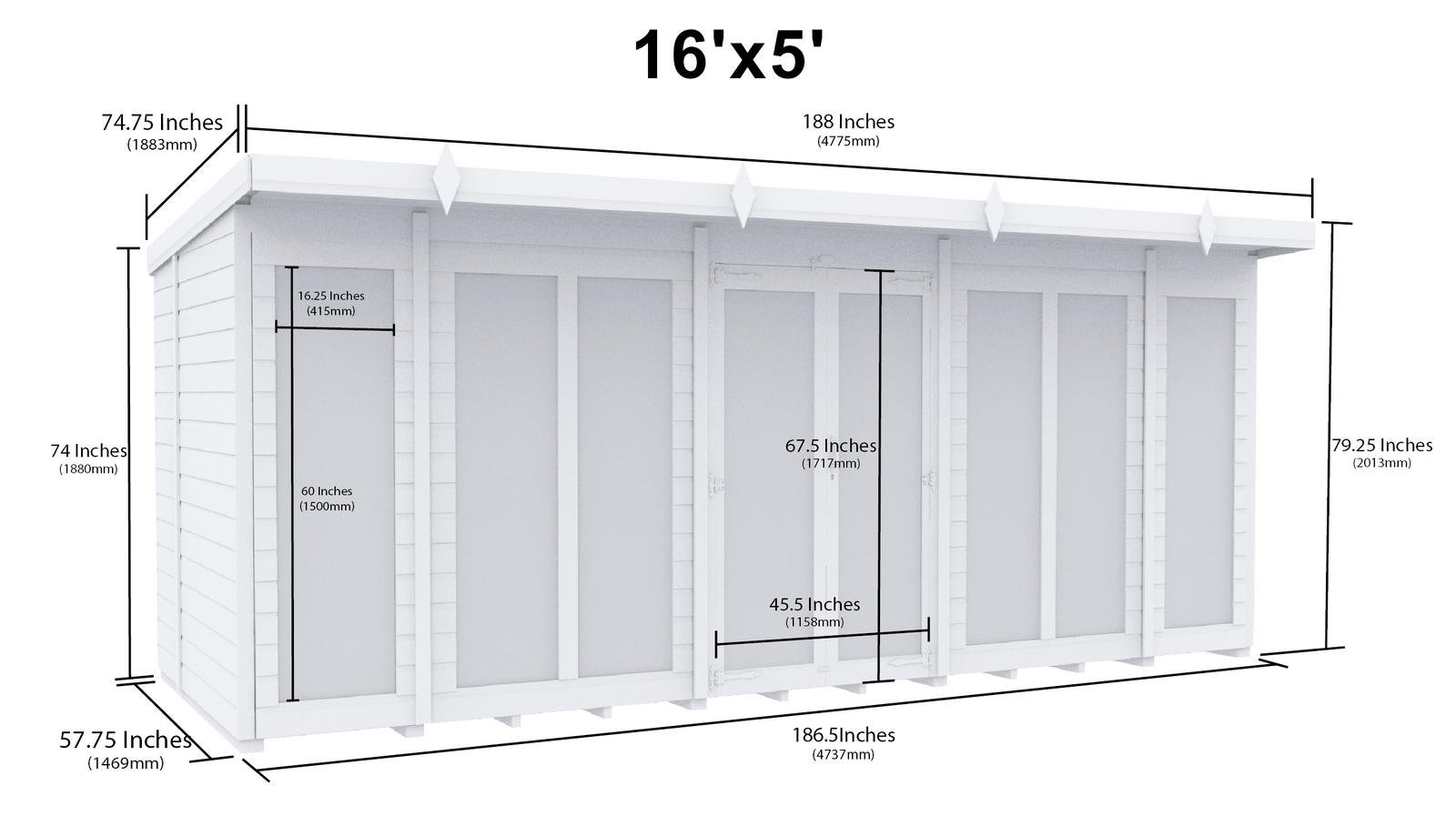 Sheds DIY - Full Height Window Pent Summerhouse - 5ft Deep - Various S ...