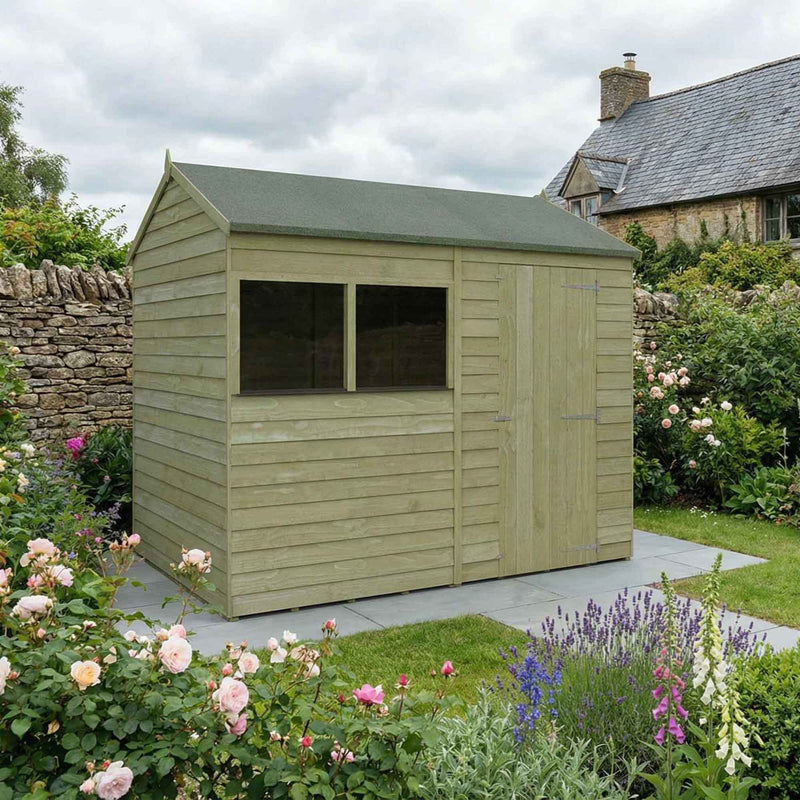 りえページ！！ 8'x6' Overlap Reverse Apex Shed – Norfolk Sheds