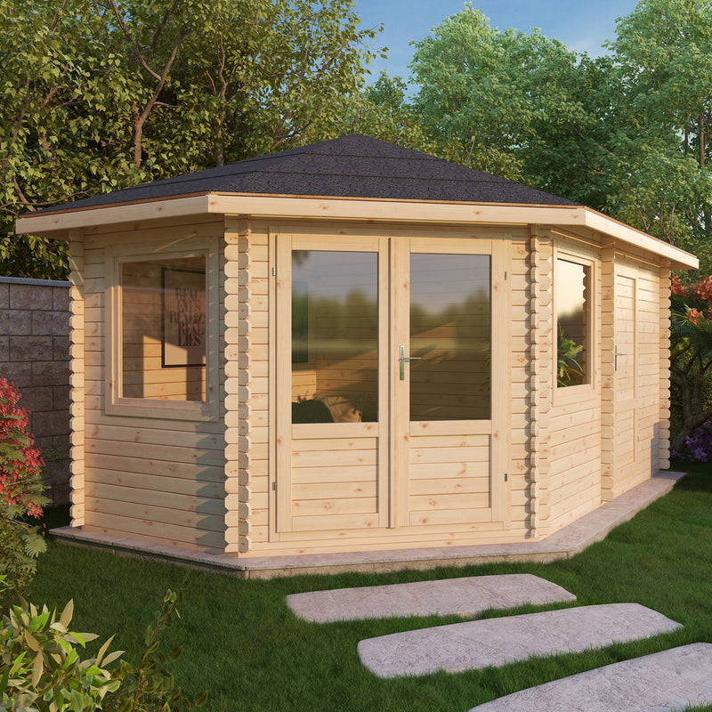 Corner Lodge Plus Log Cabin 16' x 9G' (5000G x 3000mm) - With Side Storage