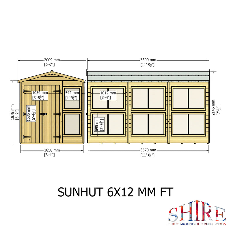 Sun Hut Potting Shed 6'x12'