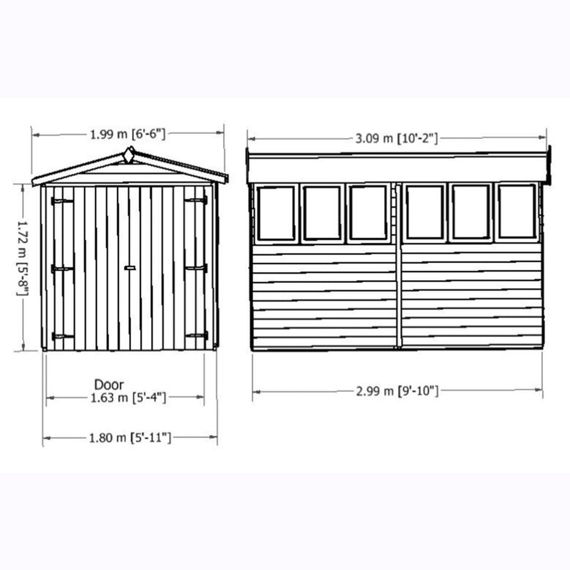 10'x6' Double Door Overlap Shed