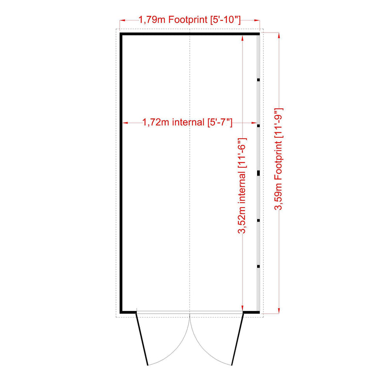 12'x6' Double Door Overlap Shed