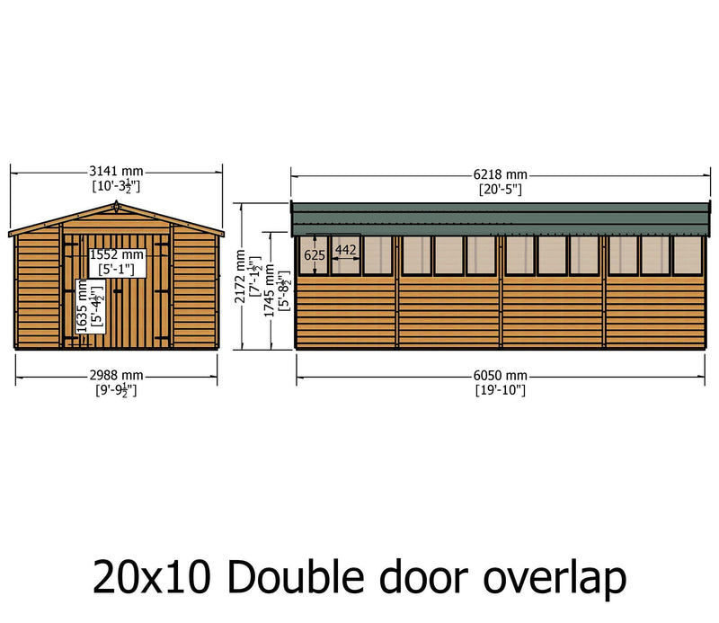 10'x20' Double Door Overlap Shed