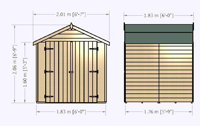 6'x6' Double Door Overlap Shed