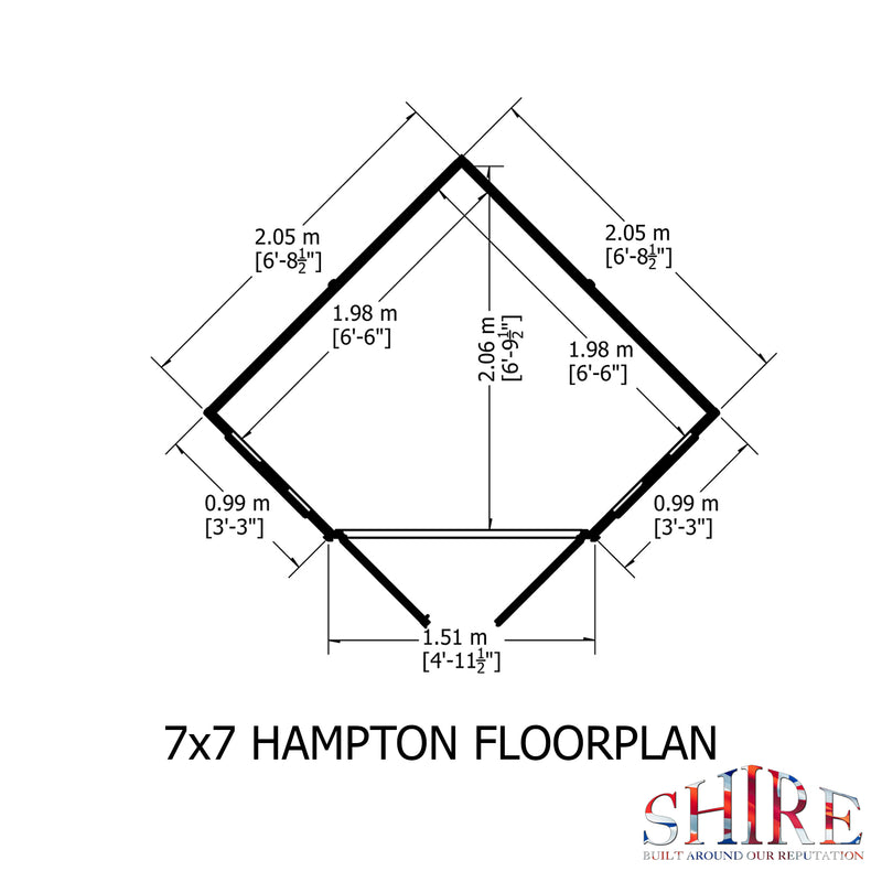 Hampton Summerhouse with Side Storage (7' x 11')