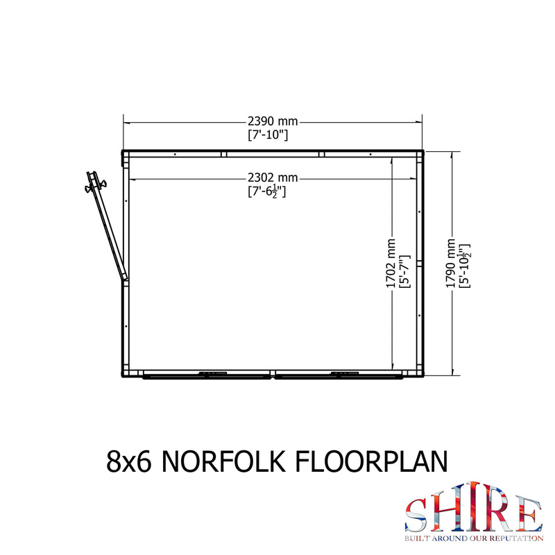 Goodwood Norfolk (8' x 6') Professional Tongue and Groove Pent Shed