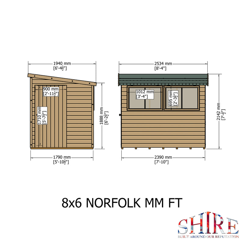 Goodwood Norfolk (8' x 6') Professional Tongue and Groove Pent Shed