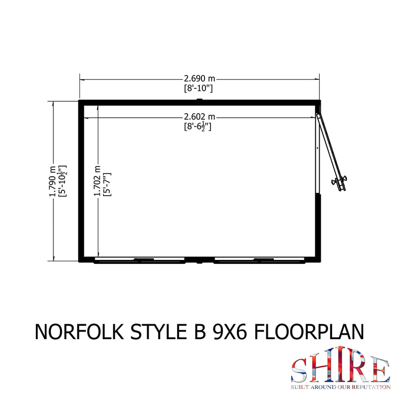 Goodwood Norfolk (9' x 6') Professional Tongue and Groove Pent Shed