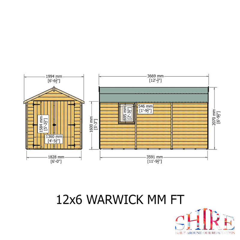 Warwick Apex Shed (12' x 6')