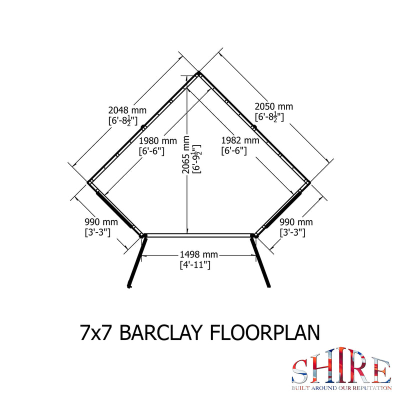 Barclay Corner Summerhouse with Side Storage (7' x 11')