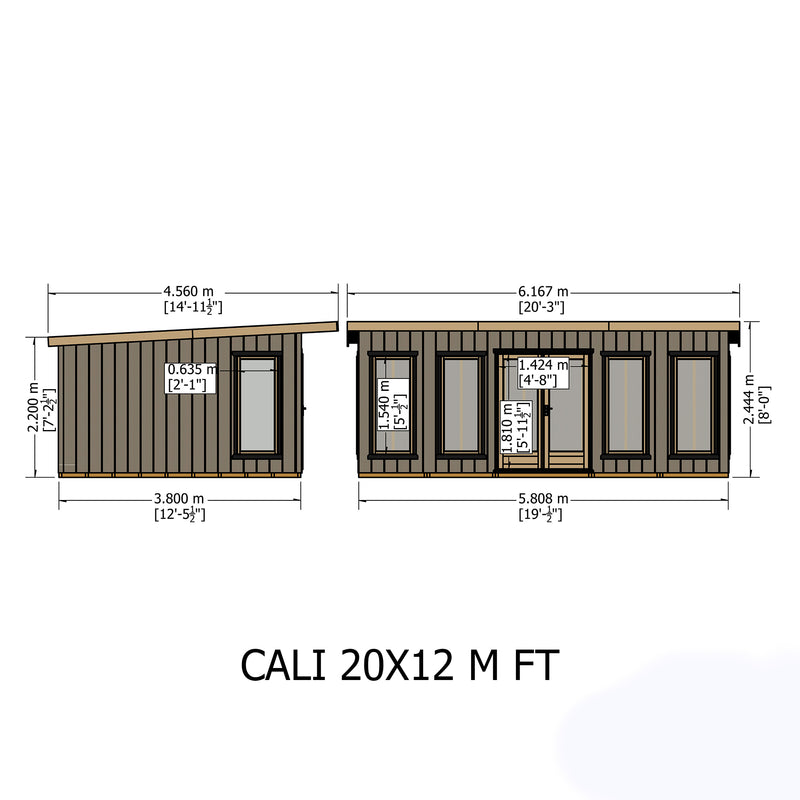 Cali 20'x 12' Pent Home Office