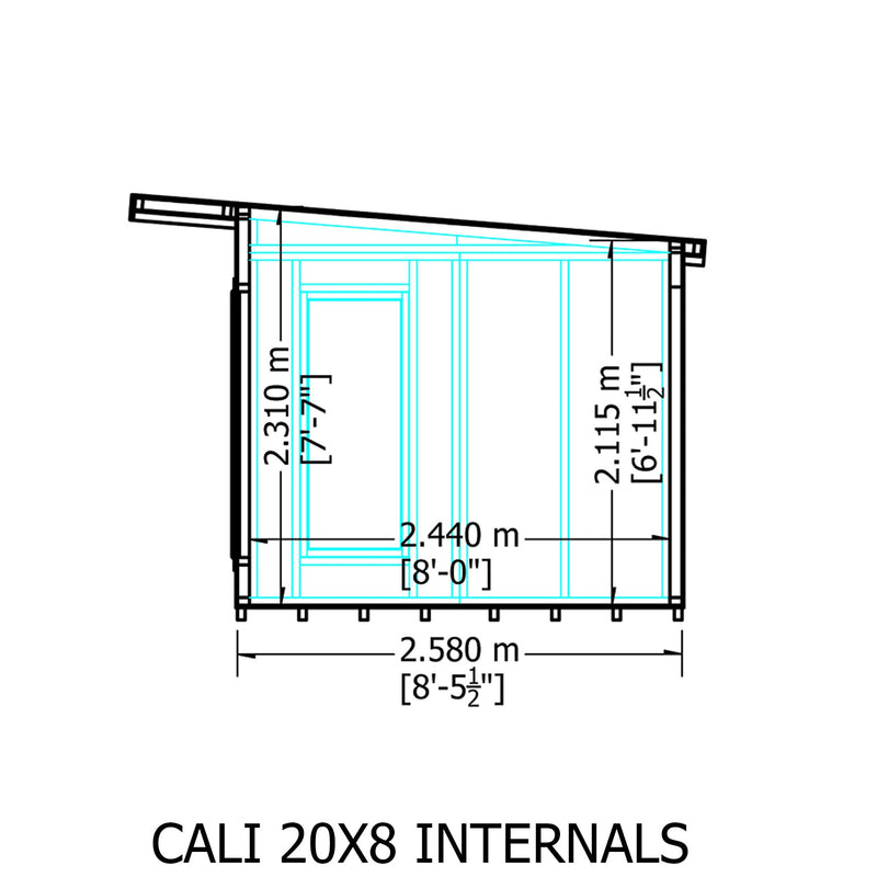 Cali 20'x 8' Pent Home Office