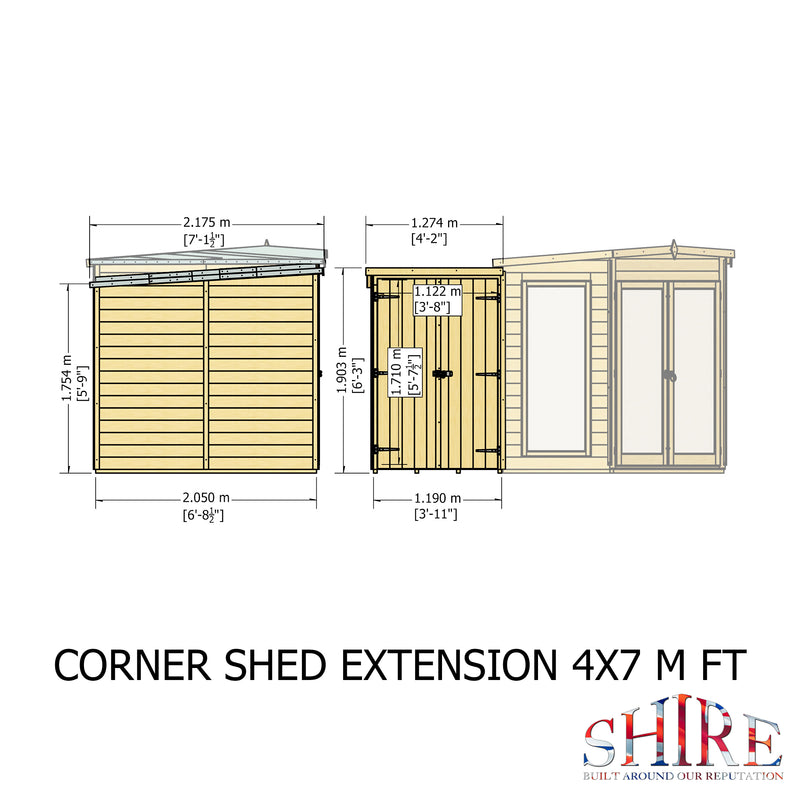 Barclay Corner Summerhouse with Side Storage (7' x 11')