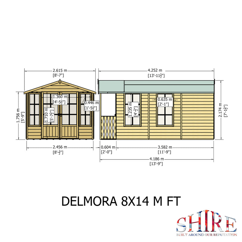 Delmora Summerhouse 8'x14' in T&G - Including 2ft Veranda