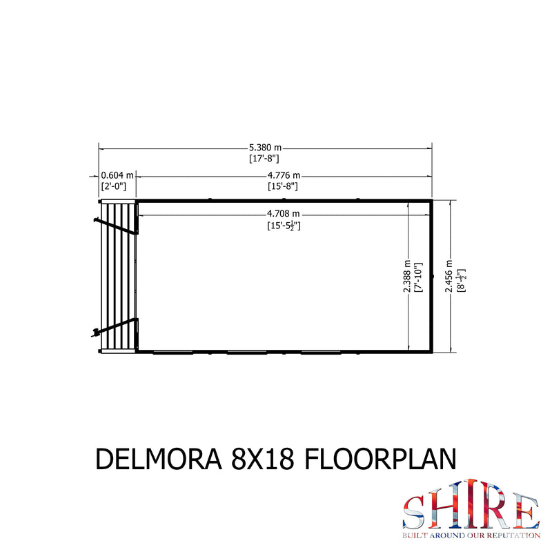 Delmora Summerhouse 8'x18' in T&G - Including 2ft Veranda