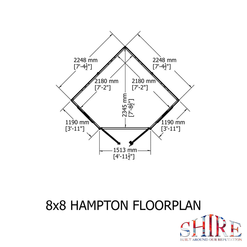 Hampton Summerhouse with Side Storage (8' x 12')