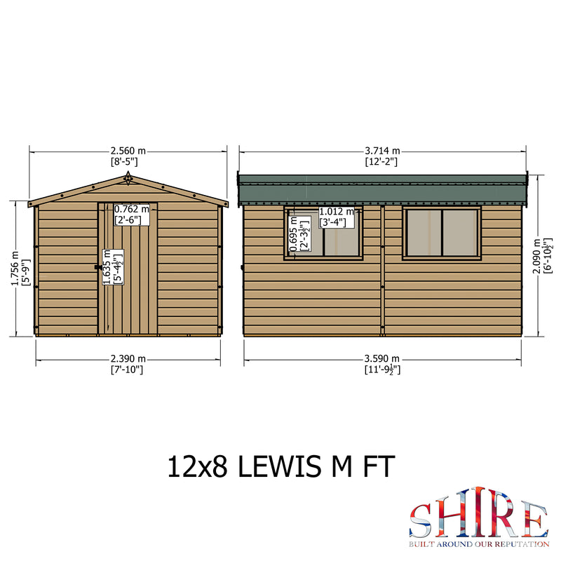 Lewis (12' x 8') Professional Storage Apex Shed