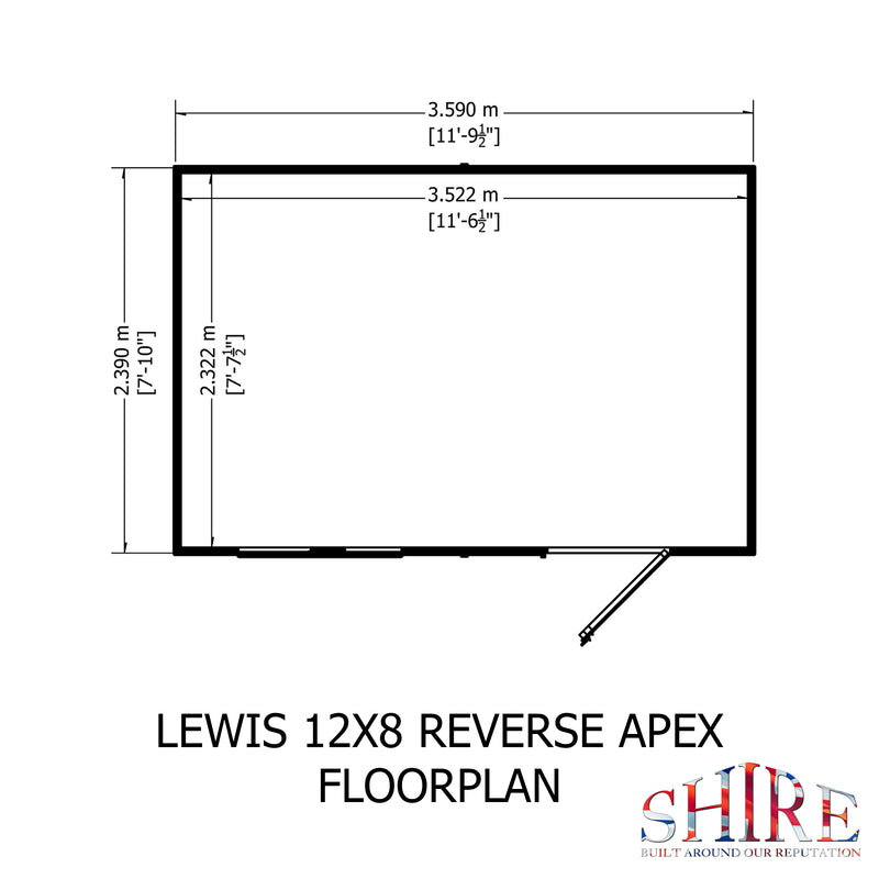 Lewis (12' x 8') T&G Reverse Apex Shed