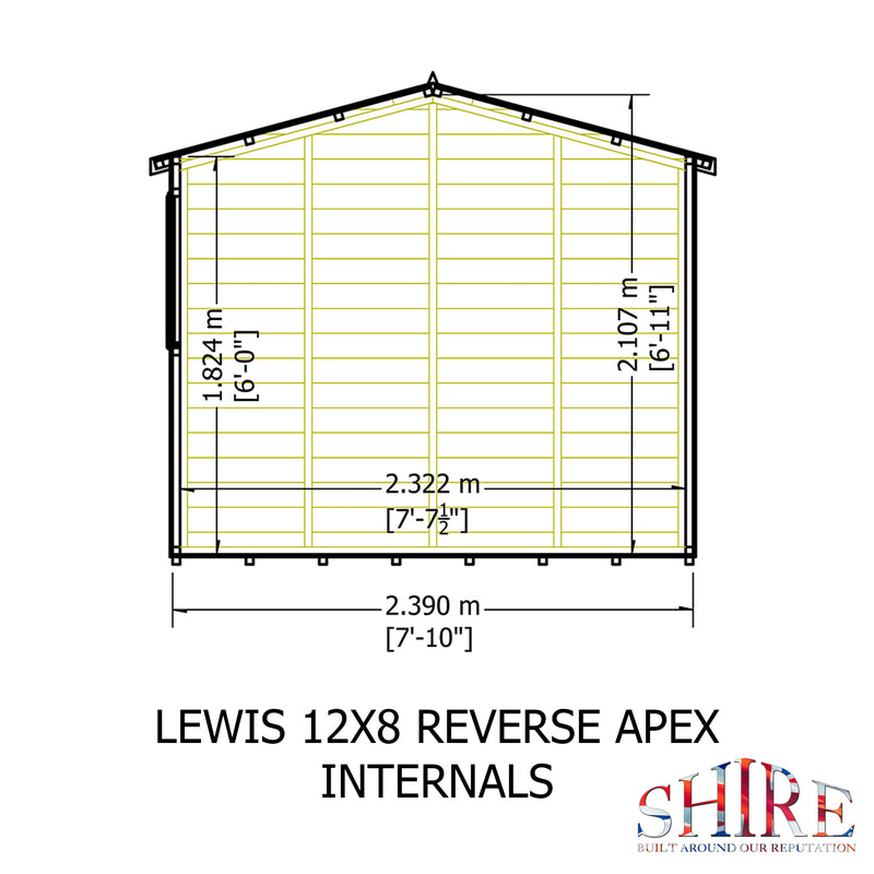 Lewis (12' x 8') T&G Reverse Apex Shed