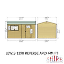 Lewis (12' x 8') T&G Reverse Apex Shed