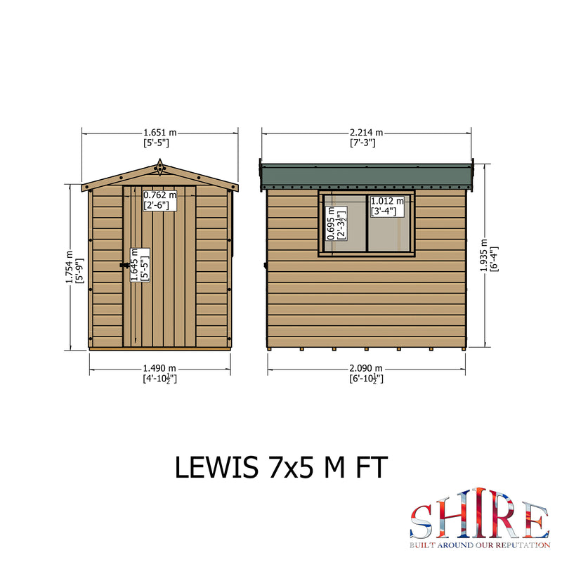 Lewis (7' x 5') Professional Storage Apex Shed