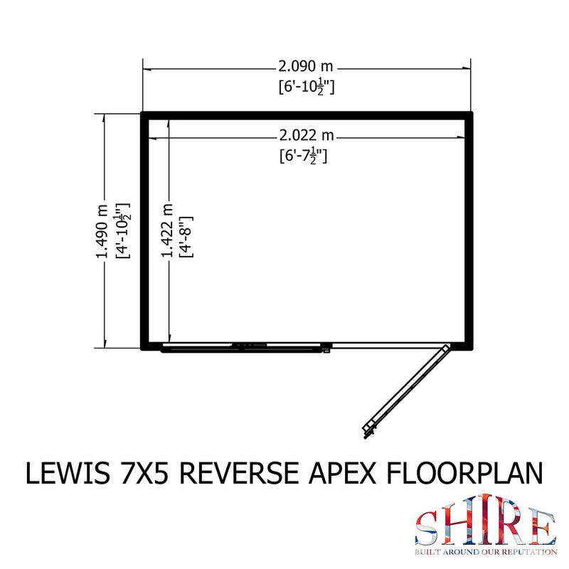 Lewis (7' x 5') T&G Reverse Apex Shed
