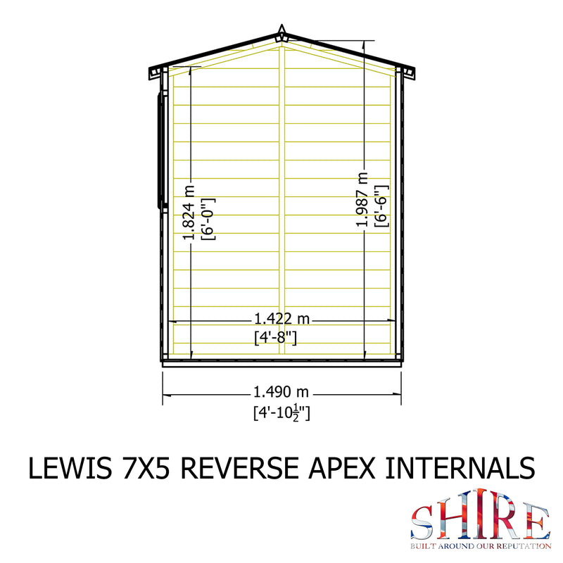 Lewis (7' x 5') T&G Reverse Apex Shed
