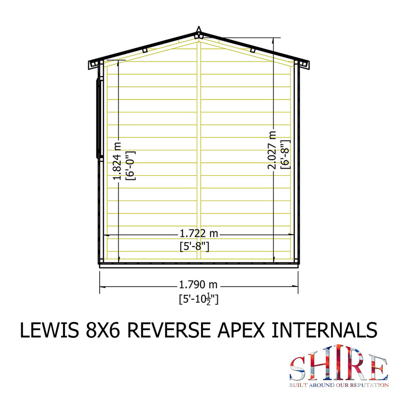 Lewis (8' x 6') T&G Reverse Apex Shed