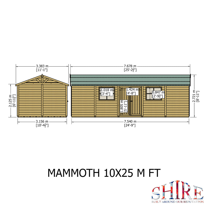 Goodwood Mammoth (10' x 25') Professional Tongue and Groove Apex Shed